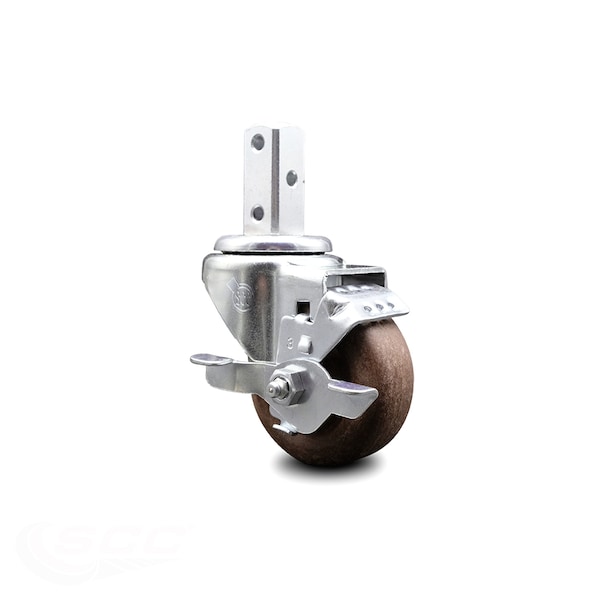 3 Inch High Temp Glass Filled Nylon 7/8 Inch Square Stem Caster with Brake SCC